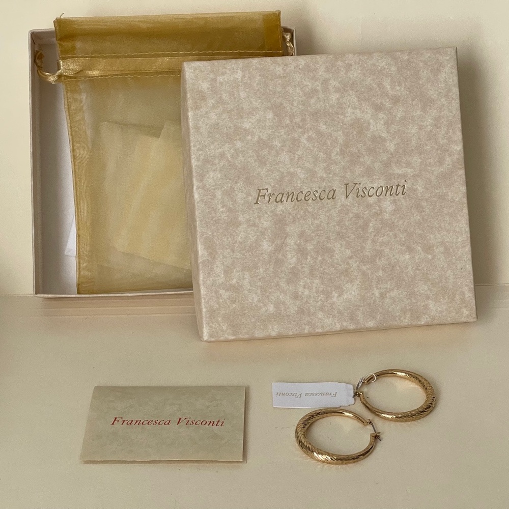 Francesca Visconti Gold tone Hoop Earrings QVC